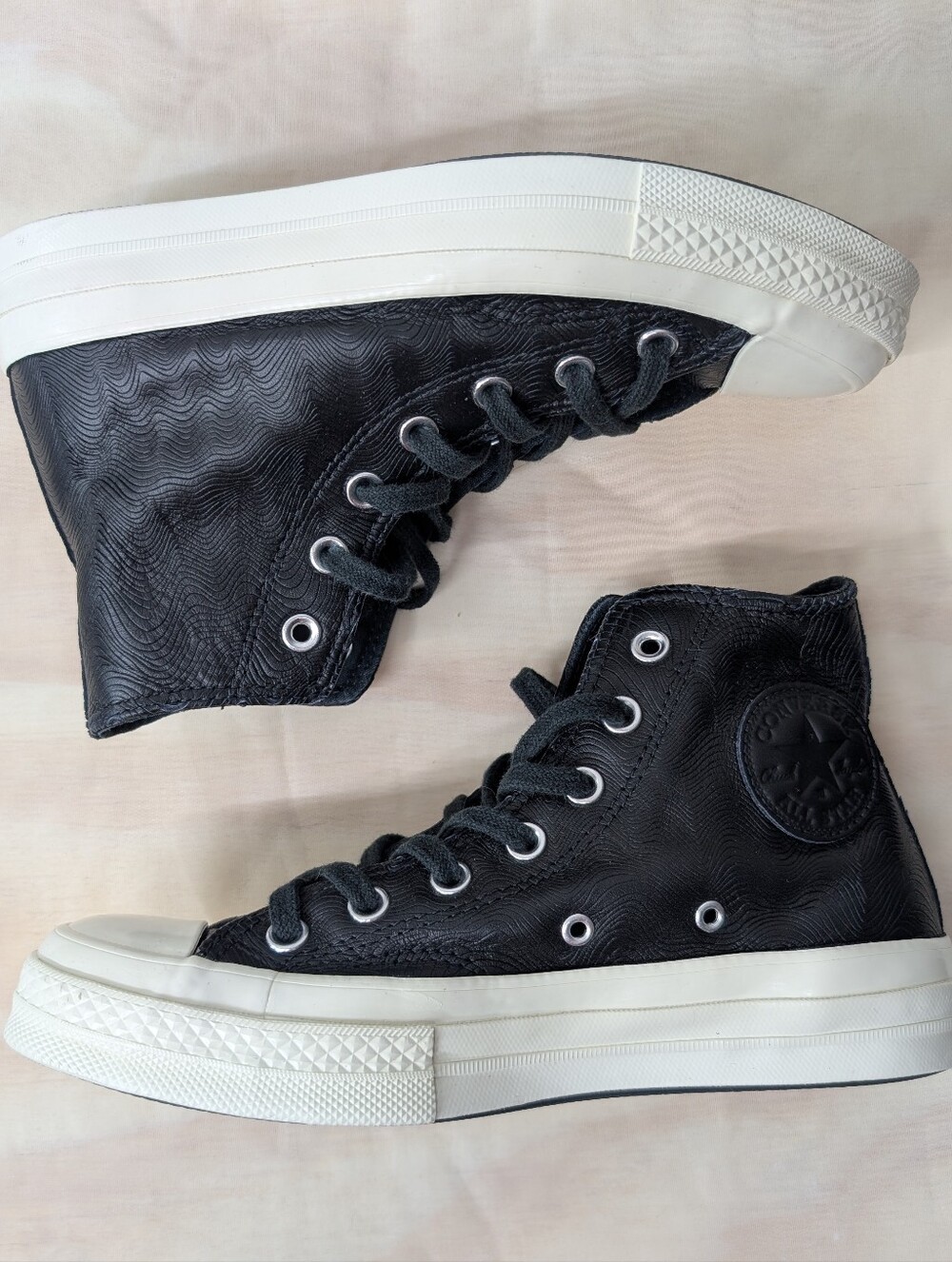 Converse Chuck Taylor All Star Platform High Top Black Embossed Sneakers 7.5